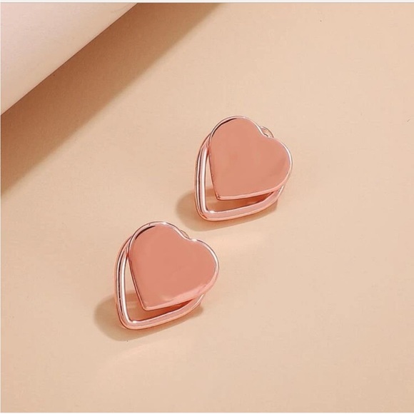 New Rose Golden Hearts, Modern Ear Jackets - Picture 3 of 5